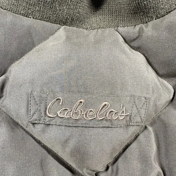 Vtg Cabelas Premier Northern Goose Down Quilted Bomber Jacket Brown Mens XL Reg